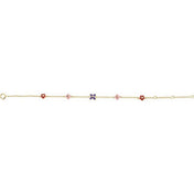 10K Yellow Natural Diamond Youth Flower and Double Heart Bracelet Collection