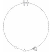 14K White .06 CTW Natural Diamond Initial H 6-7" Bracelet