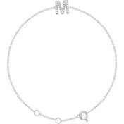 14K White .07 CTW Natural Diamond Initial M 6-7" Bracelet