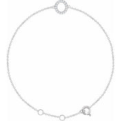 14K White .06 CTW Natural Diamond Initial O 6-7" Bracelet