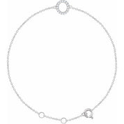 14K White .06 CTW Natural Diamond Initial O 6-7" Bracelet