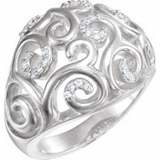 Sterling Silver 1/6 CTW Natural Diamond Scroll Ring