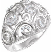 Sterling Silver 1/6 CTW Natural Diamond Scroll Ring