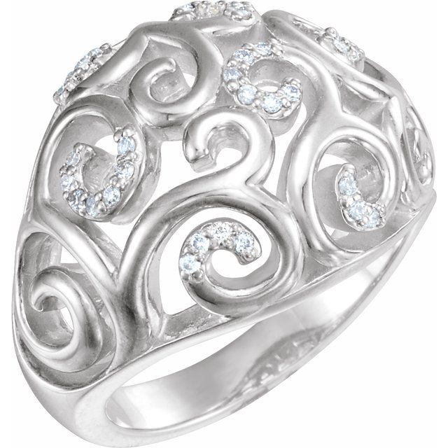 Sterling Silver 1/6 CTW Natural Diamond Scroll Ring