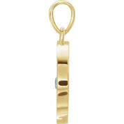 14K Yellow Natural Pink Tourmaline Disc Pendant