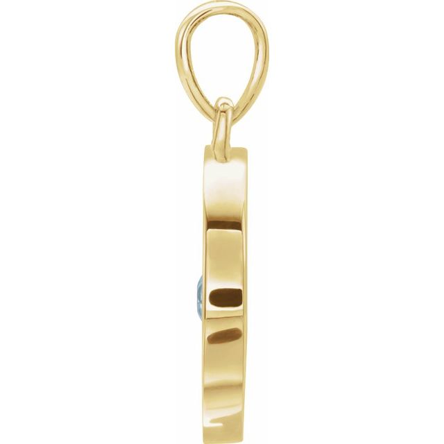 14K Yellow Natural Pink Tourmaline Disc Pendant