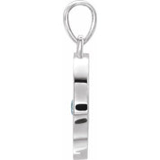 Sterling Silver Natural Pink Tourmaline Disc Pendant