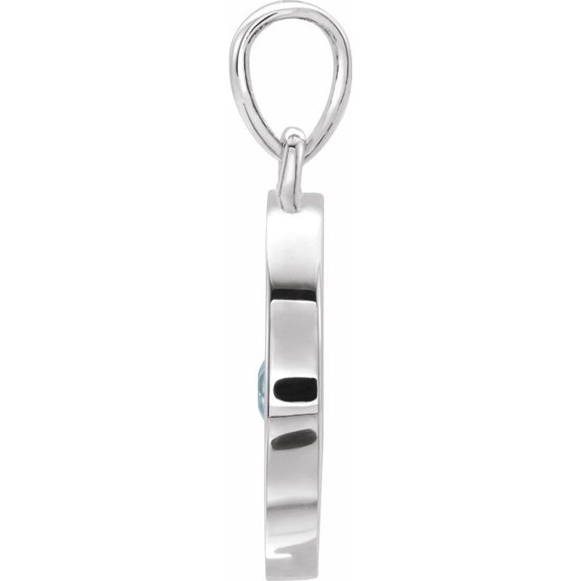 Sterling Silver Natural Pink Tourmaline Disc Pendant