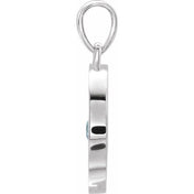 14K White Natural Pink Tourmaline Disc Pendant
