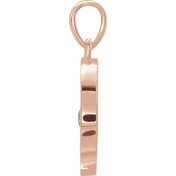 14K Rose Natural Pink Tourmaline Disc Pendant