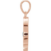 14K Rose Natural Pink Tourmaline Disc Pendant