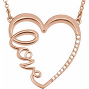 14K Rose 1/6 CTW Natural Diamond Love Heart 18" Necklace