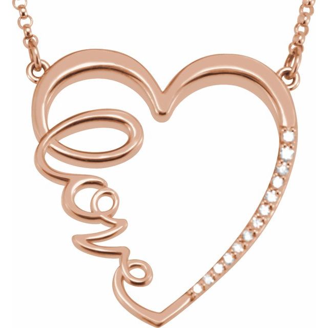 14K Rose 1/6 CTW Natural Diamond Love Heart 18" Necklace
