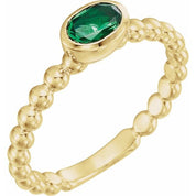 14K Yellow Lab-Grown Emerald Family Stackable Ring
