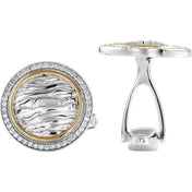 Sterling Silver & 14K Yellow 1/2 CTW Natural Diamond Elephant Print Cuff Links