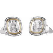 Sterling Silver & 14K Yellow 1/2 CTW Natural Diamond Alligator Print Cuff Links