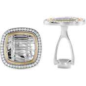 Sterling Silver & 14K Yellow 1/2 CTW Natural Diamond Alligator Print Cuff Links