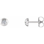 14K White 1/8 CTW Lab-Grown Diamond Domed Stud Earrings