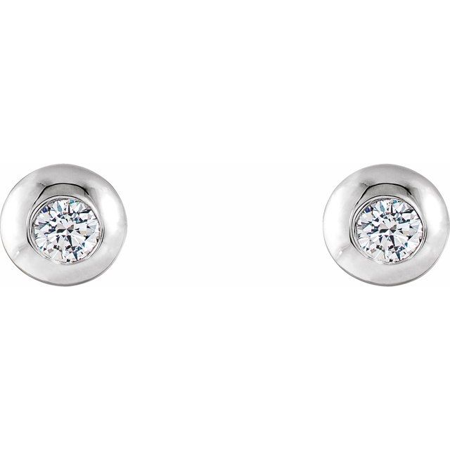 14K White 1/8 CTW Lab-Grown Diamond Domed Stud Earrings