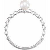 14K White Cultured White Freshwater Pearl Stackable Ring - Elegant Pearl Jewelry