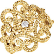 14K Yellow .08 CT Natural Diamond Granulated Ring