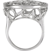 Sterling Silver 1/6 CTW Natural Diamond Floral Ring