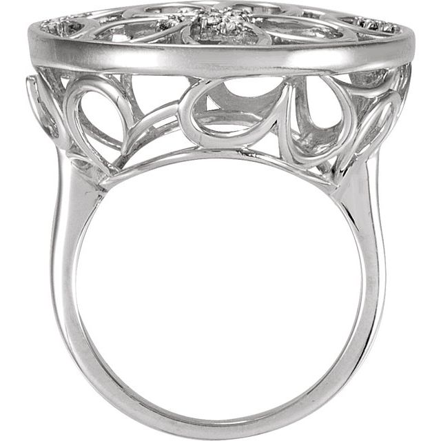 Sterling Silver 1/6 CTW Natural Diamond Floral Ring