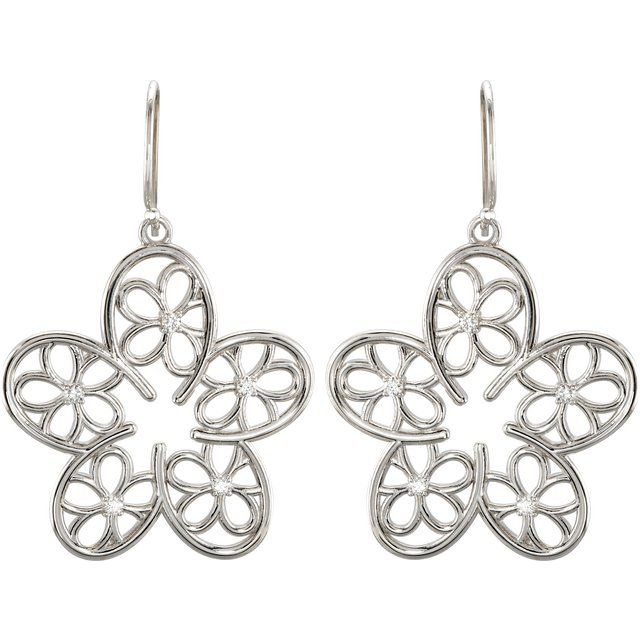 Sterling Silver 1/6 CTW Natural Diamond Flower Earrings