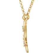 14K Yellow .08 CTW Natural Diamond Butterfly & Floral 18" Necklace