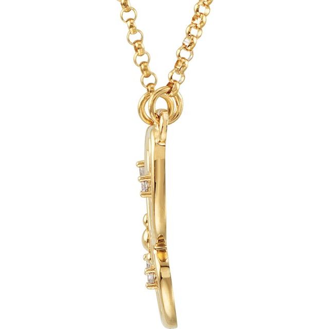 14K Yellow .08 CTW Natural Diamond Butterfly & Floral 18" Necklace