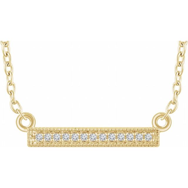 14K Yellow Gold .05 CTW Natural Diamond Bar Necklace - 16-18" Adjustable Length