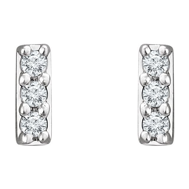 14K White .05 CTW Lab-Grown Diamond Bar Earrings