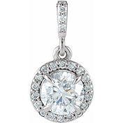 14K White 9/10 CTW Lab-Grown Diamond Halo-Style Pendant