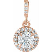 14K Rose 1/2 CTW Lab-Grown Diamond Halo-Style Pendant
