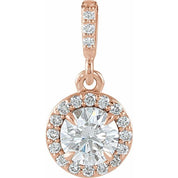14K Rose 1/2 CTW Lab-Grown Diamond Halo-Style Pendant