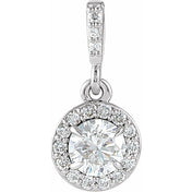 14K White 3/8 CTW Lab-Grown Diamond Halo-Style Pendant