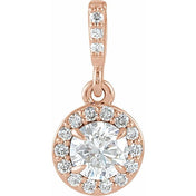 14K Rose 3/8 CTW Lab-Grown Diamond Halo-Style Pendant