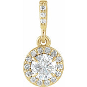 14K Yellow 3/8 CTW Lab-Grown Diamond Halo-Style Pendant