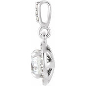 14K White 9/10 CTW Lab-Grown Diamond Halo-Style Pendant