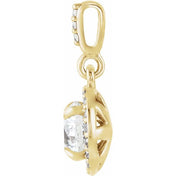 14K Yellow 9/10 CTW Lab-Grown Diamond Halo-Style Pendant