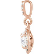 14K Rose 3/8 CTW Lab-Grown Diamond Halo-Style Pendant