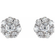 14K Natural Diamond Cluster Earrings in White, Yellow, and Rose Gold