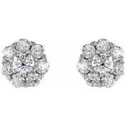 14K Natural Diamond Cluster Earrings in White, Yellow, and Rose Gold