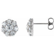 14K Natural Diamond Cluster Earrings in White, Yellow, and Rose Gold