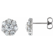 14K Natural Diamond Cluster Earrings in White, Yellow, and Rose Gold