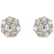 14K Natural Diamond Cluster Earrings in White, Yellow, and Rose Gold