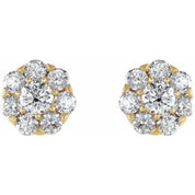 14K Natural Diamond Cluster Earrings in White, Yellow, and Rose Gold