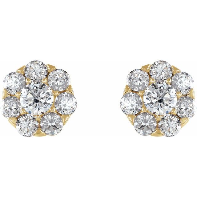 14K Natural Diamond Cluster Earrings in White, Yellow, and Rose Gold
