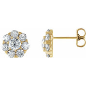 14K Natural Diamond Cluster Earrings in White, Yellow, and Rose Gold