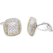 Sterling Silver & 14K Yellow Gold Alligator, Snake, and Elephant Skin Design Cuff Link Mounting